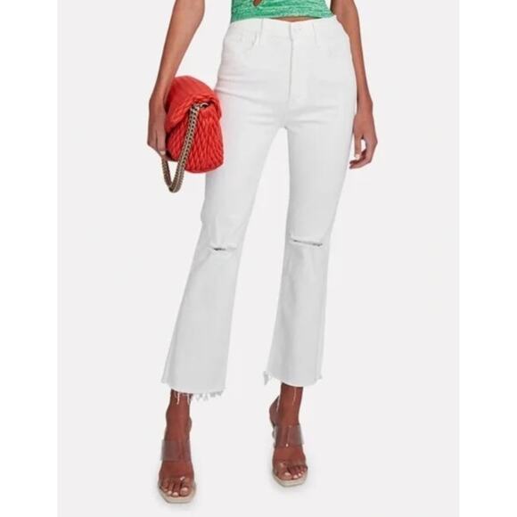 Mother The Tripper Ankle Fray White Ripped Knee Raw Hem Button Fly NWT Size 30 - Picture 1 of 10